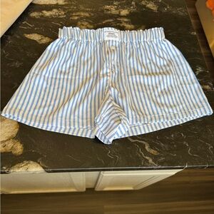 Blue and White Striped Boxer Shorts